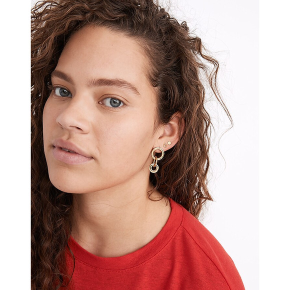 NWT New Madewell To The Market Link Dangle Brass Earrings - Picture 2 of 6